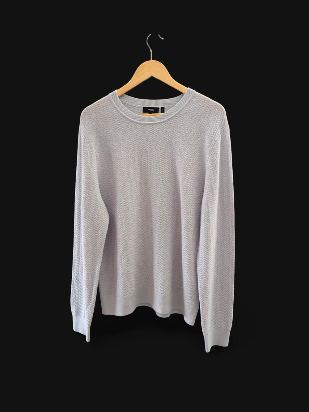 Theory Men’s Merino Wool Crewneck Sweater - Ice Gray / Pale Lavender (Size L)